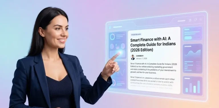 Visual representation of smart finance with AI explained through a digital presentation