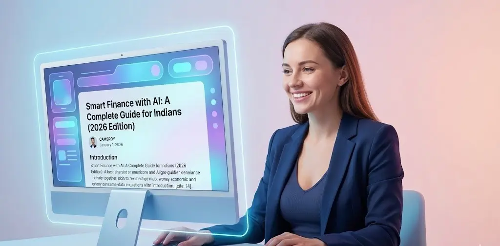 “Expert explaining smart finance with AI concepts using a digital presentation”