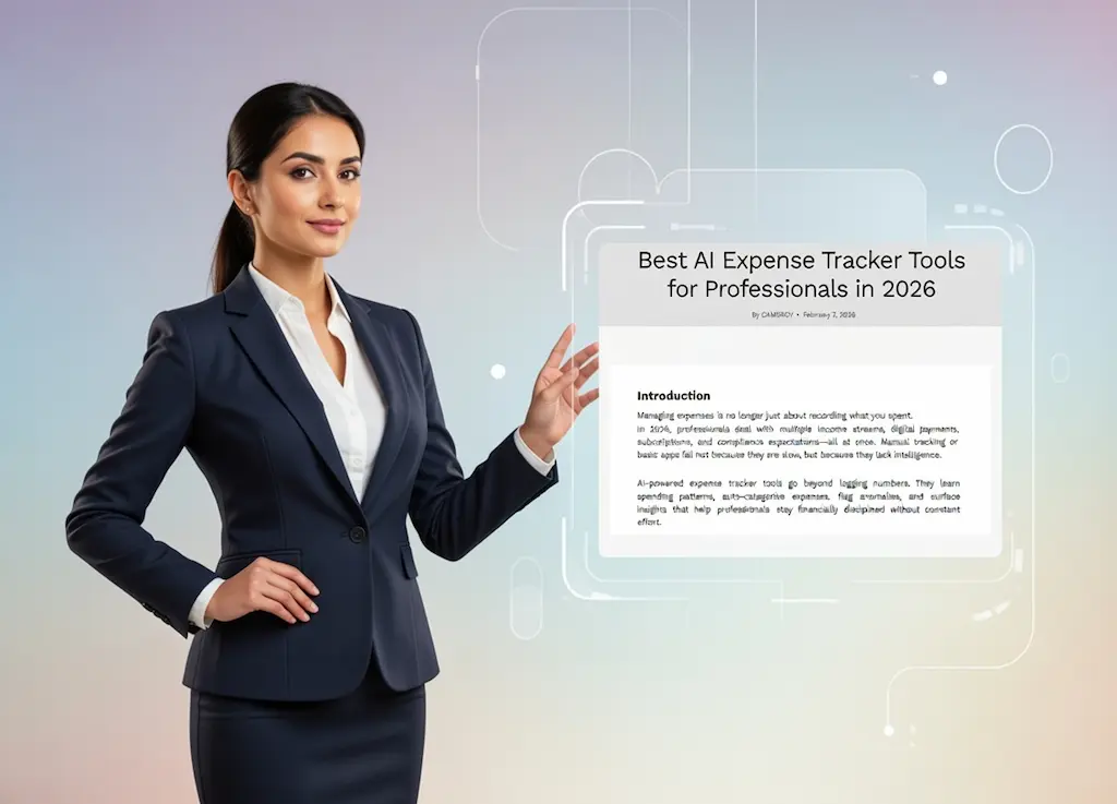 Professional overview of AI expense management tools helping users track and control expenses in 2026