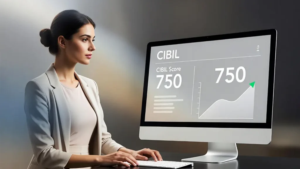 How AI Can Improve Your Credit Score in India (Step-by-Step Guide) 4 Professional checking the credit score on desktop computer.