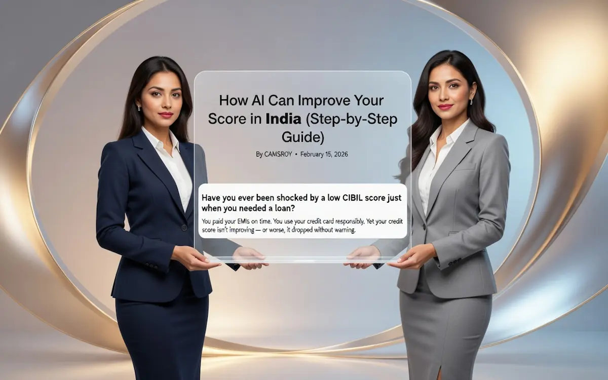 How AI Can Improve Your Credit Score in India (Step-by-Step Guide) 1 AI-powered credit score analysis showing 785 CIBIL score improvement example