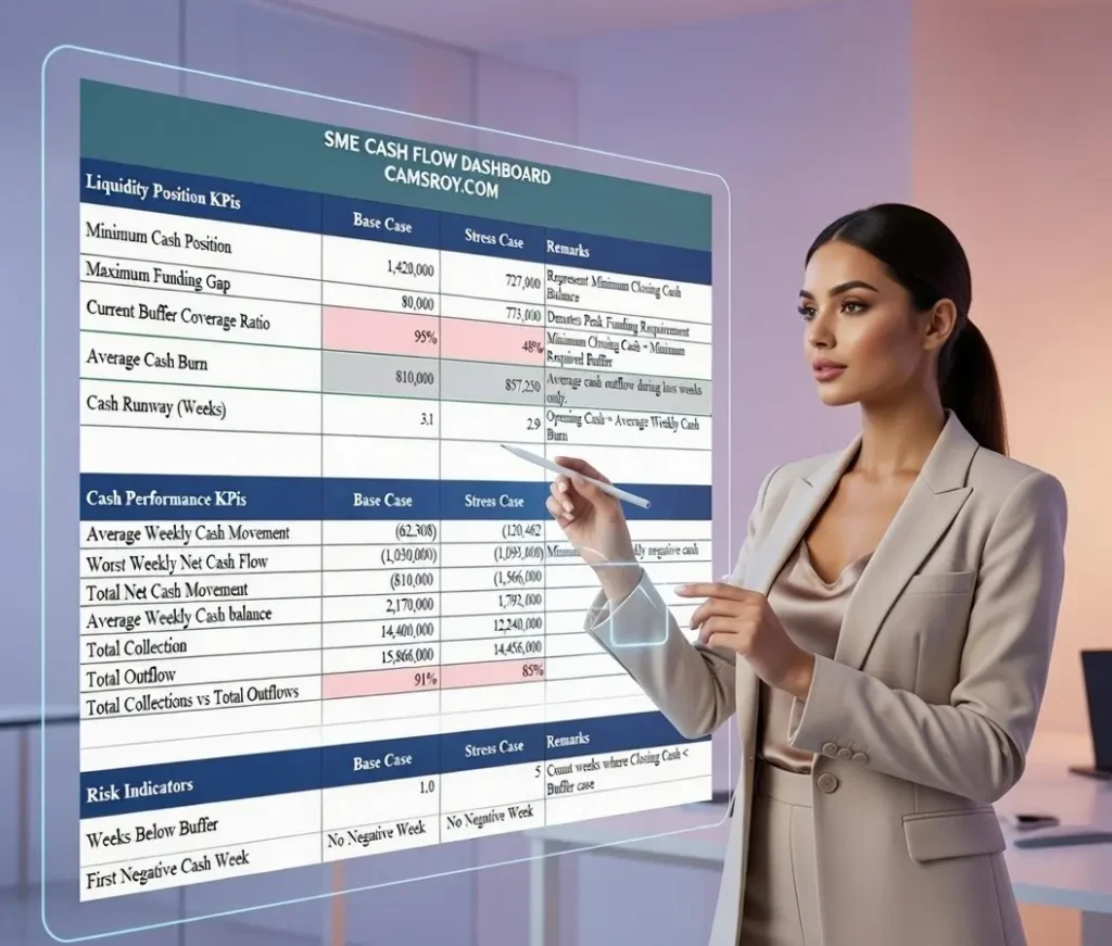 13 Week Cash Flow Forecast Excel Template for SMEs (With Risk & Stress Testing) 4 ai automated insights liqiudity position