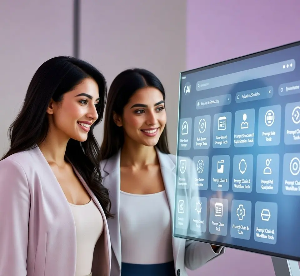 AI prompt engineering tools screen demonstrating prompt chain and structured output design