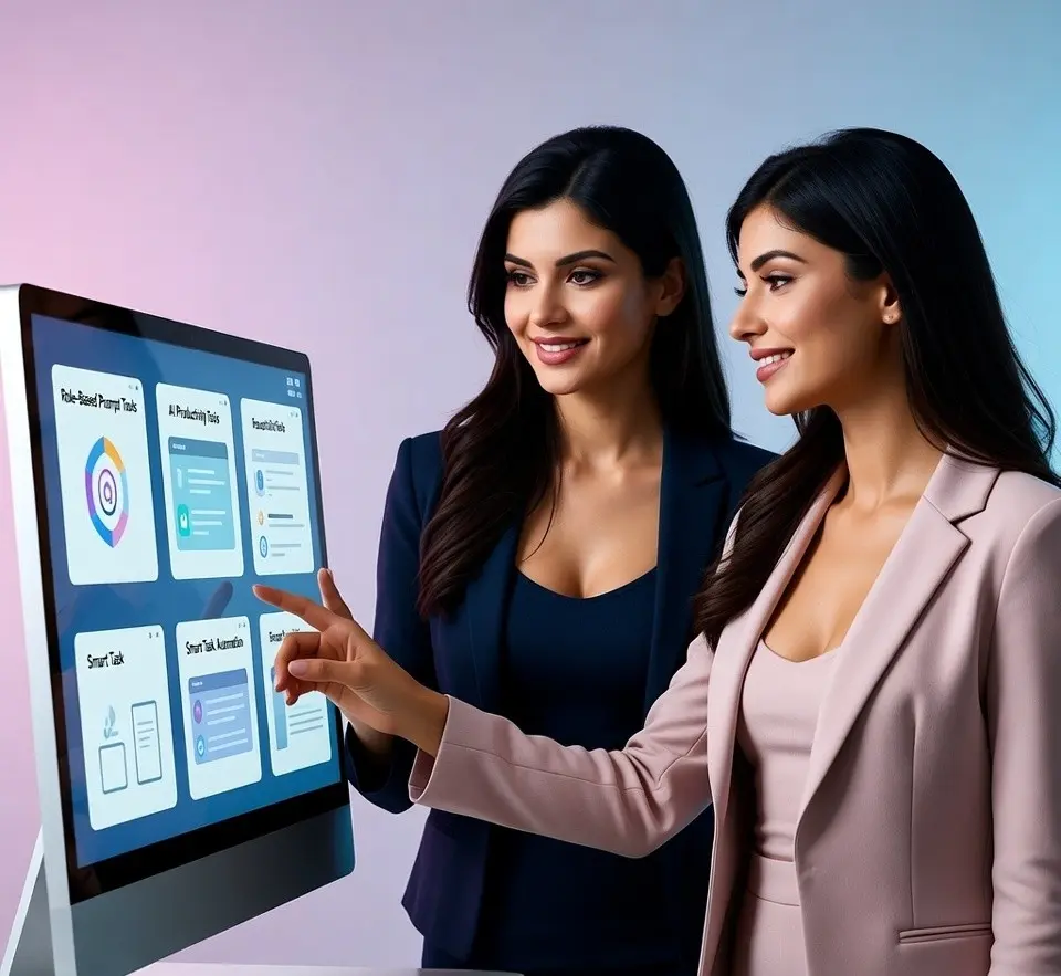 Professionals using AI prompt engineering tools to improve AI output quality and response accuracy