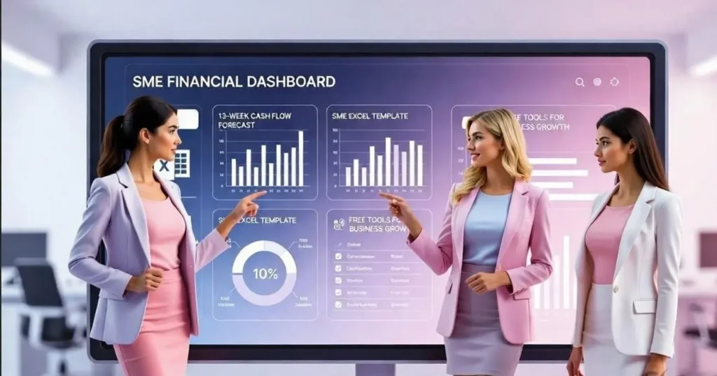 AI-powered financial dashboard showing cash flow and business performance metrics