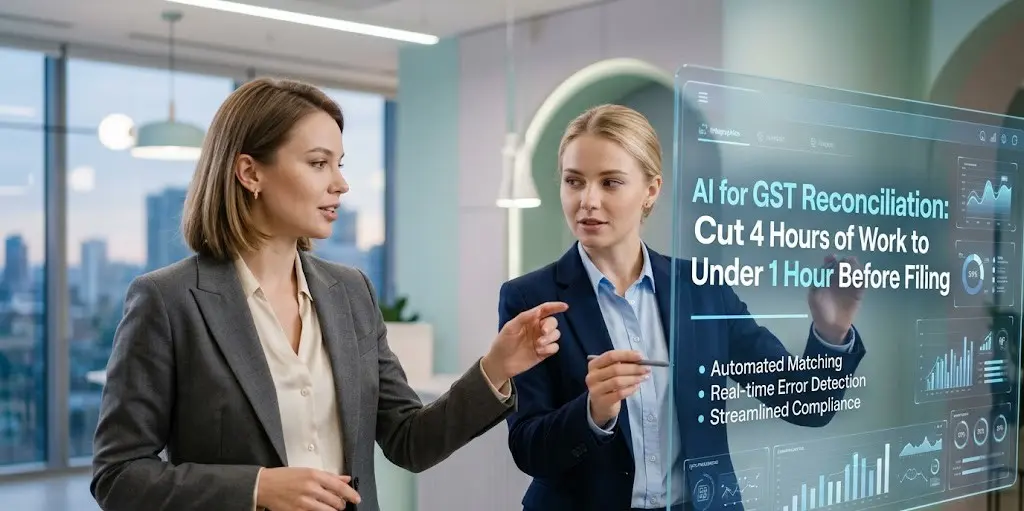 AI for GST reconciliation in India showing how finance teams reduce manual work using automation to match GSTR-2B with books