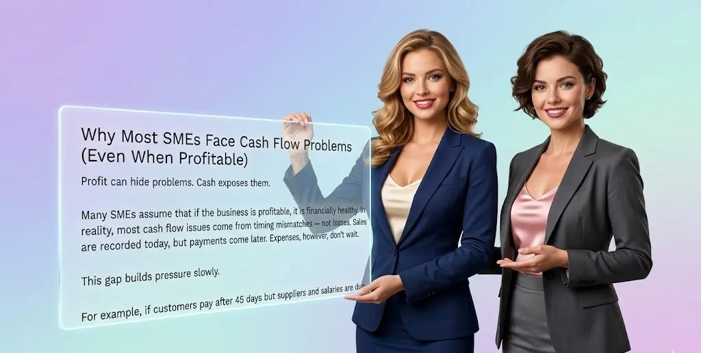 cash flow forecasting example showing profit but low cash flow risk for SMEs