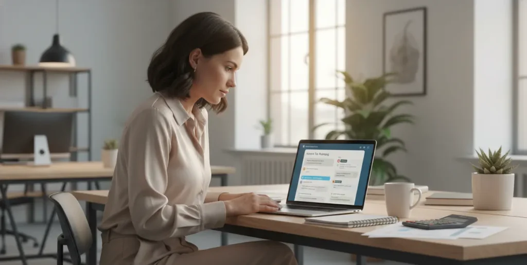 Using AI for tax planning in India – professional reviewing finances on laptop