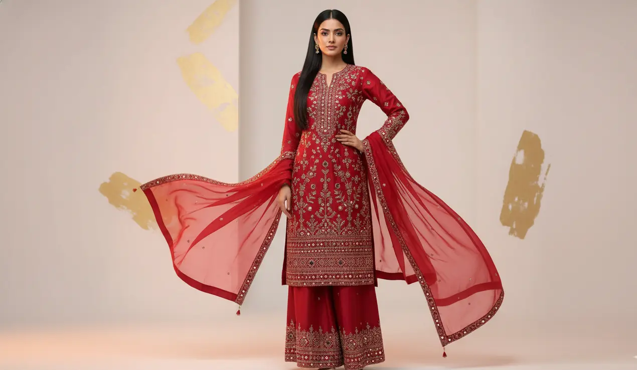 Kurtis AI Prompt Pack feature image showing premium embroidered ethnic fashion model creative generated with AI