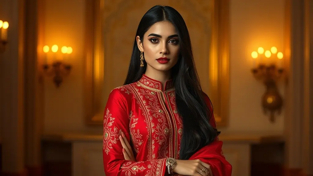 Kurtis AI Prompt Pack feature image showing premium embroidered Indian ethnic fashion model generated with AI