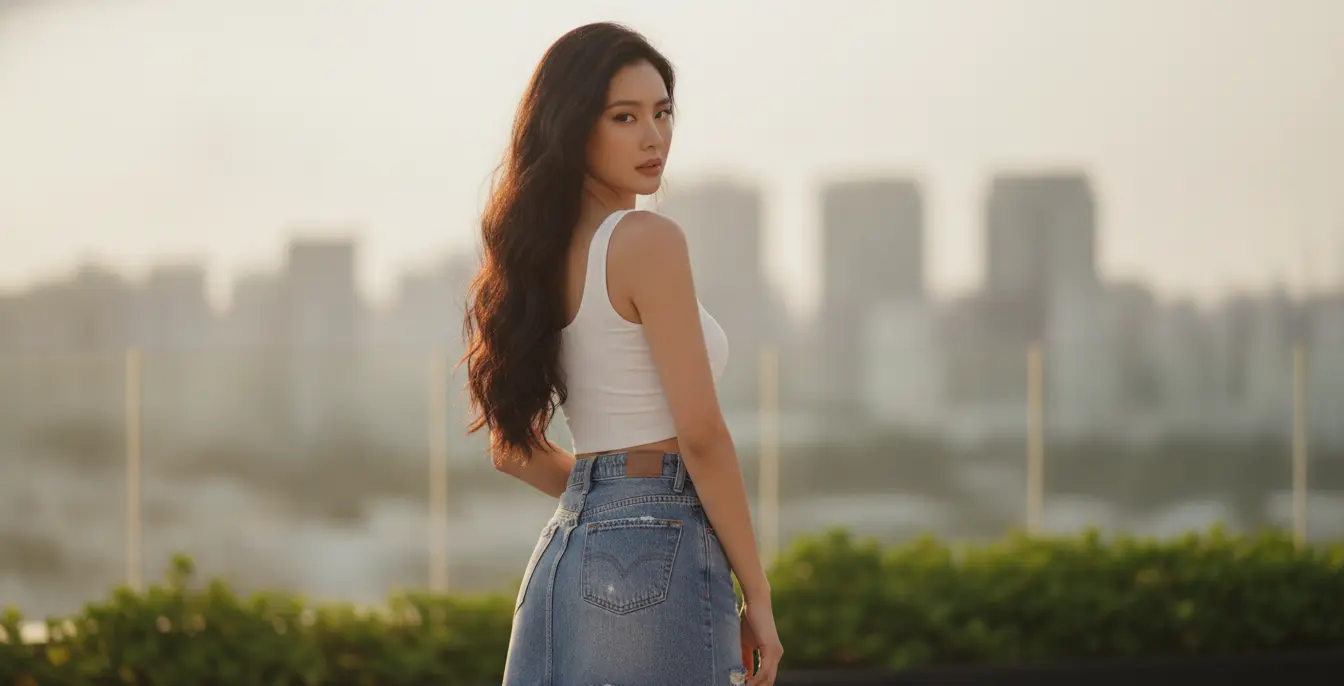 AI Fashion Photography Prompt for Women's Skirt and Top Outfits