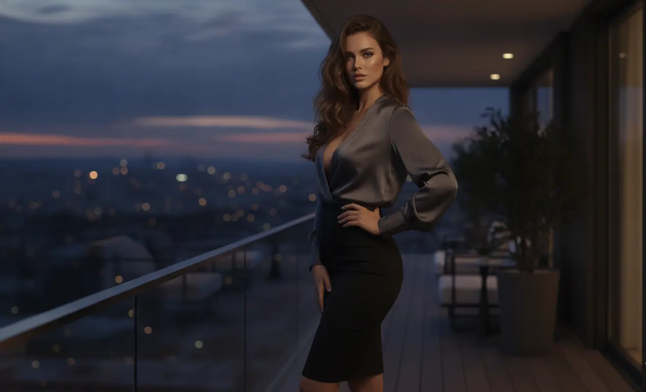 AI-generated women's trouser fashion photography prompt example