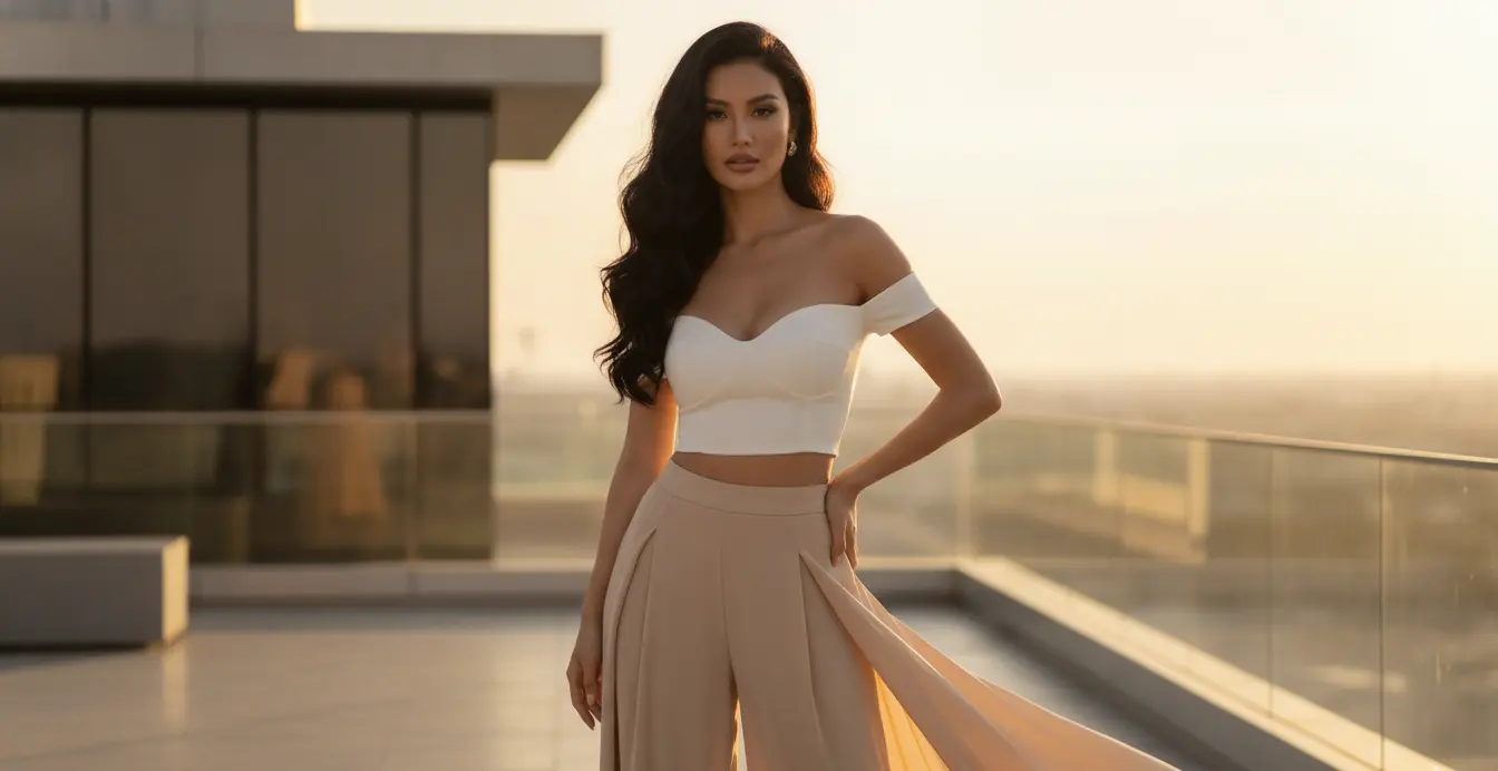 Women's lower wear fashion photography created with AI prompts