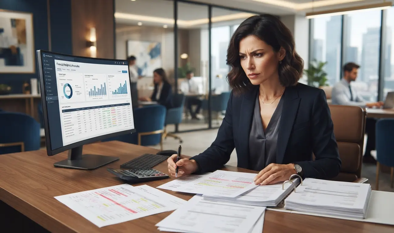 Chartered Accountant reviewing AI-assisted audit insights while applying professional judgement and verification