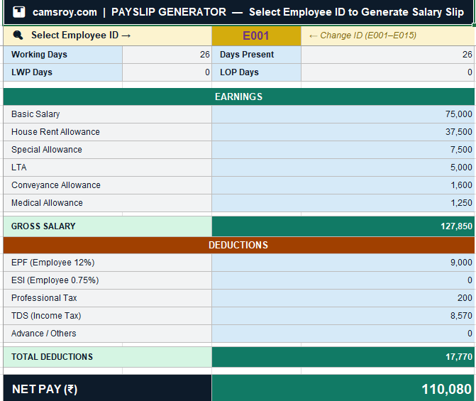 Payroll Salary Register Excel Template (Free Download) 2 image 4