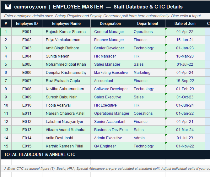 Payroll Salary Register Excel Template (Free Download) 4 image 6
