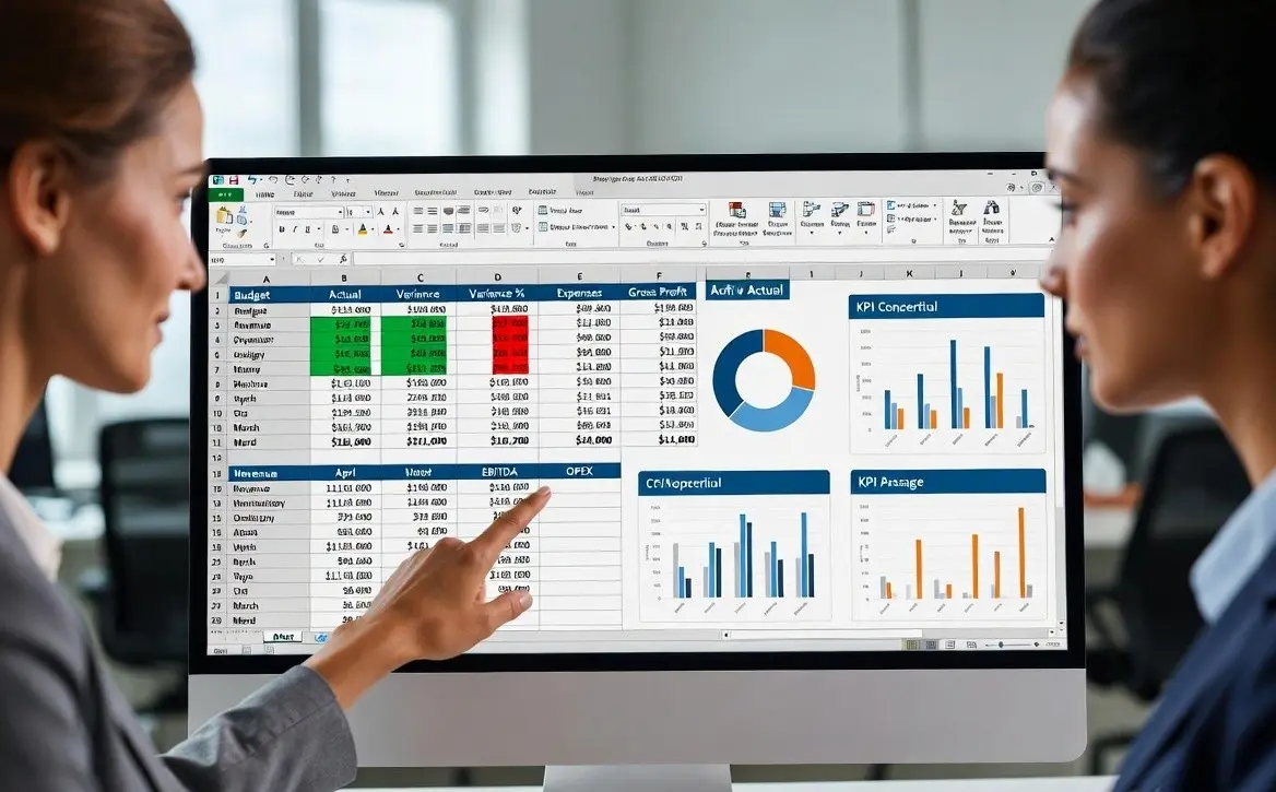 OPEX Budget vs Actual Excel Template for tracking operating expenses, budget variance, and cost control