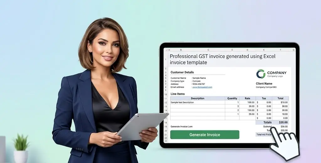 Professional GST invoice generated using Excel invoice template