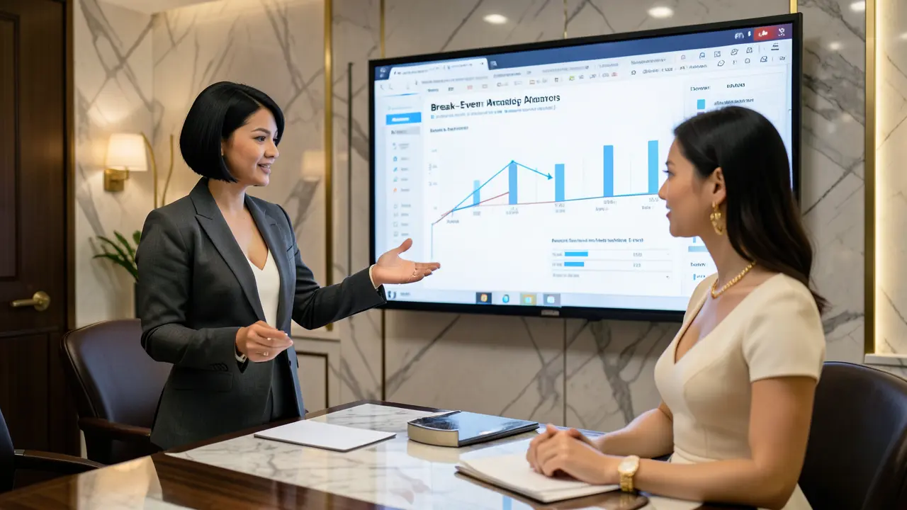 Key terminology of break-even analysis including fixed cost, variable cost, selling price, contribution margin, P/V ratio, sales volume, product mix, margin of safety and operating leverage