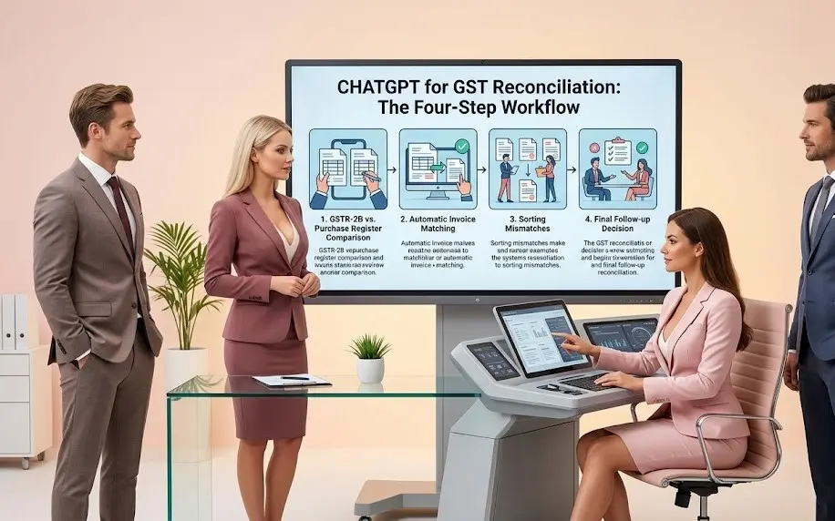 ChatGPT for GST reconciliation four-step workflow