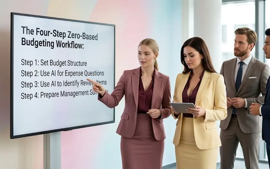 Zero-based budgeting using AI with an Excel budget review workflow